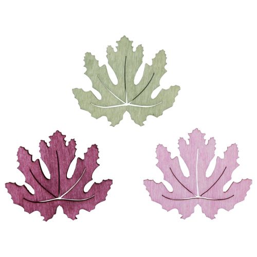 Produkt Dekoracja rozproszona drewno jesienne liście dekoracja stołu fioletowy różowy zielony 4cm 72 szt