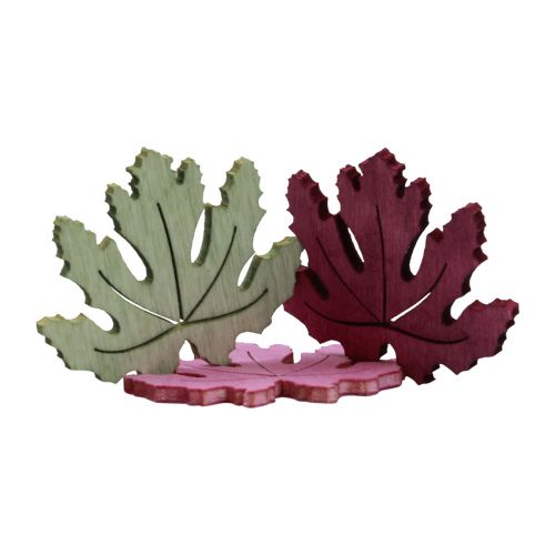 Produkt Dekoracja rozproszona drewno jesienne liście dekoracja stołu fioletowy różowy zielony 4cm 72 szt
