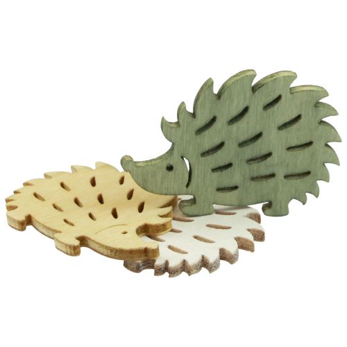 Produkt Dekoracja rozproszona Drewniana dekoracja jeża zielony brązowy biały 4x3cm 72 szt