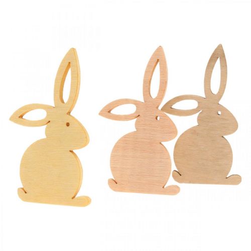 Produkt Drewniane dekoracje sypkie, kawałki wielkanocne, zajączek wielkanocny, odcienie żółtego 4cm, 72 sztuki
