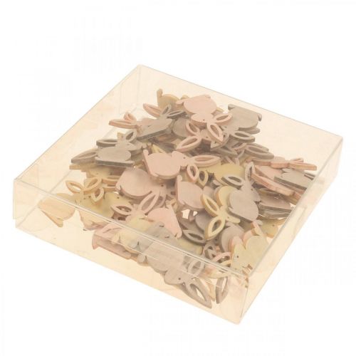 Produkt Drewniane dekoracje sypkie, kawałki wielkanocne, zajączek wielkanocny, odcienie żółtego 4cm, 72 sztuki