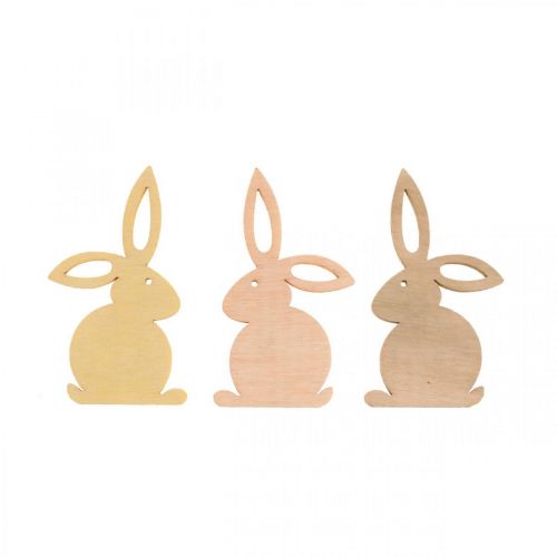 Produkt Drewniane dekoracje sypkie, kawałki wielkanocne, zajączek wielkanocny, odcienie żółtego 4cm, 72 sztuki