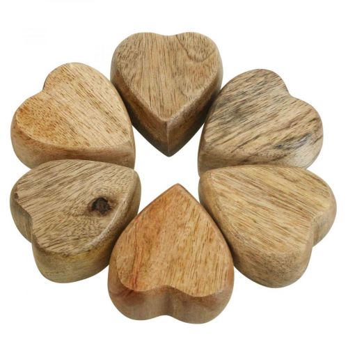 Dekoracja scatter drewniane serca dekoracja stołu serce drewno natura 5cm 6szt
