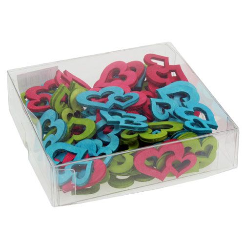 Floristik24 Dekoracja rozproszona drewniane serca kolorowe asst. 3cm x 4cm 72 szt