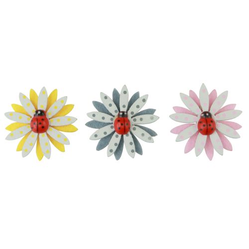 Produkt Dekoracja rozproszona biedronka kwiat drewno filc kolor Ø4cm 48 szt