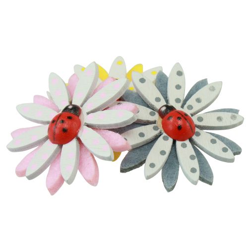 Produkt Dekoracja rozproszona biedronka kwiat drewno filc kolor Ø4cm 48 szt