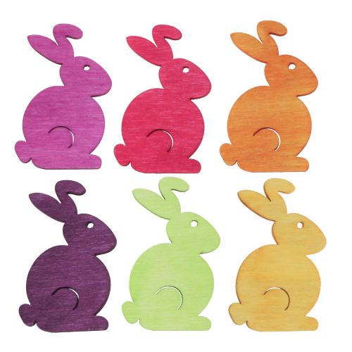 Dekoracja rozproszona Wielkanocne drewniane króliczki siedzące kolorowe 2,5cm x 4cm 72szt
