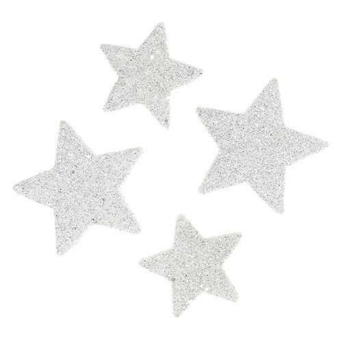 Produkt Ozdobne gwiazdki rozproszone białe z miką 4-5cm 40p