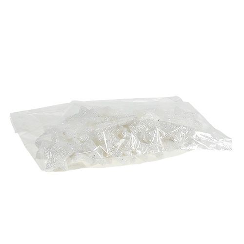 Produkt Gwiazdki dekoracyjne gwiazdki białe z miką 4-5cm 40 szt