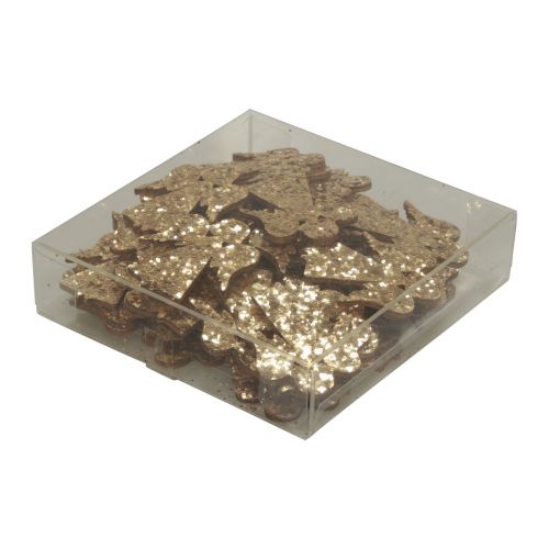 Produkt Dekoracja rozproszona Świąteczny drewniany aniołek złoty brokat 5x3,5cm 48 szt