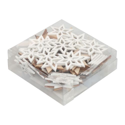 Produkt Dekoracja rozproszona Świąteczne gwiazdki drewniane białe/naturalne Ø4cm 72 szt