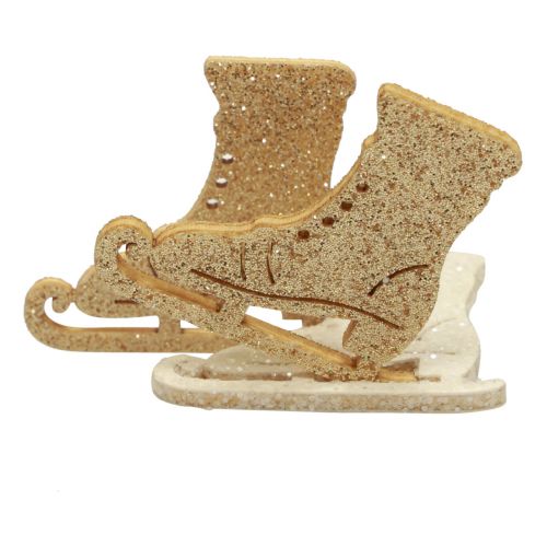 Produkt Dekoracja rozproszona dekoracja zimowa drewniana łyżwa brokatowa 4x3,5cm 72 szt