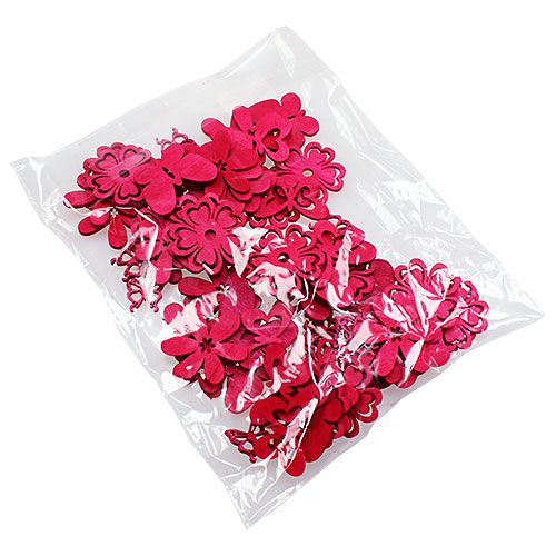 Floristik24 Ozdoba kropkowa z drewna różowa 2cm - 4cm 72 szt