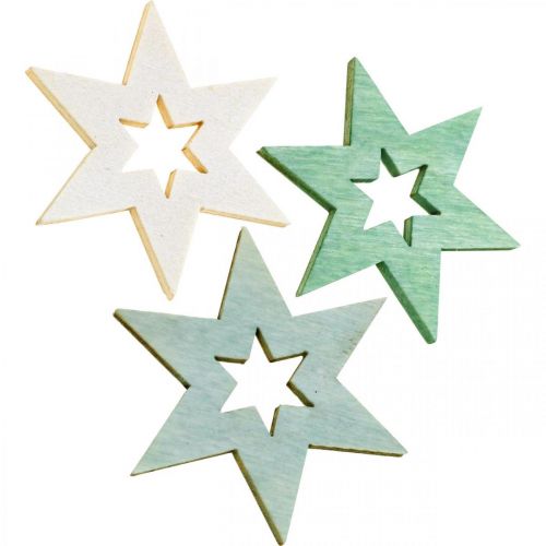 Produkt Drewniane gwiazdki dekoracyjne posypka Christmas Green W4cm 72szt