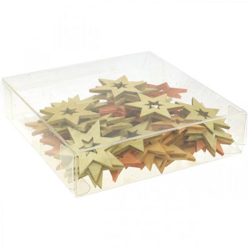 Floristik24 Drewniane gwiazdki Dekoracja rozproszona Dekoracja świąteczna Pomarańczowa W4cm 72 szt