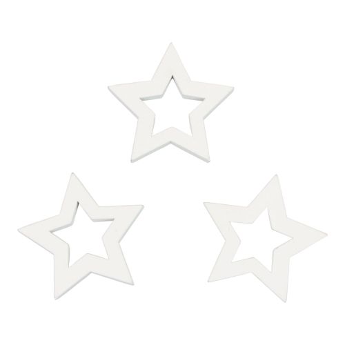 Floristik24 Dekoracja rozproszona Gwiazdki świąteczne białe gwiazdki drewniane Ø4cm 54szt