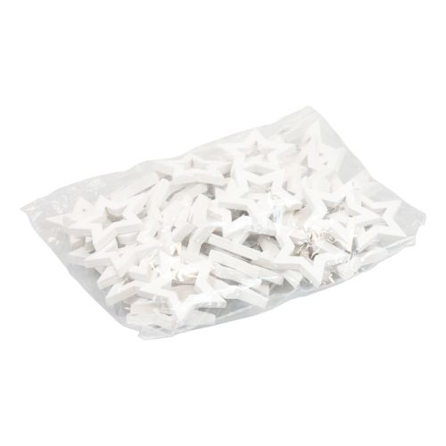 Floristik24 Dekoracja rozproszona Gwiazdki świąteczne białe gwiazdki drewniane Ø4cm 54szt