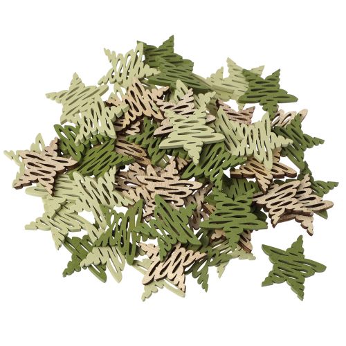 Produkt Kawałki gwiazdek natura zielona choinka Ø4cm 72 szt