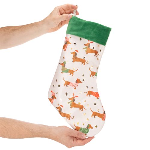 Skarpeta świąteczna z motywem jamnika, 50 cm | Floristik24.pl
