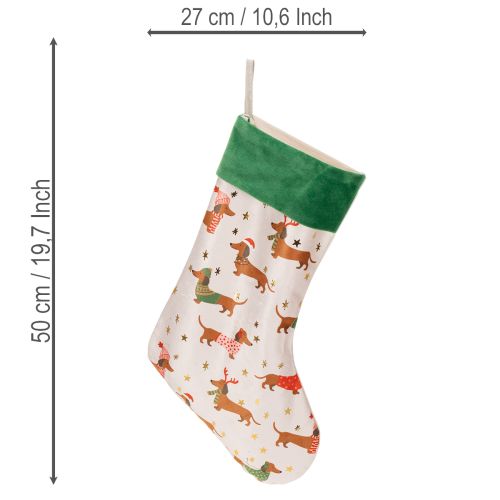 Skarpeta świąteczna z motywem jamnika, 50 cm | Floristik24.pl