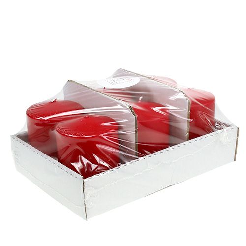 Produkt Świeca okrągła 100/80 czerwona 6 szt