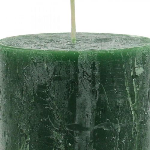 Produkt Świece jednokolorowe zielone Rustic Safe Candle 80×110mm 4 szt