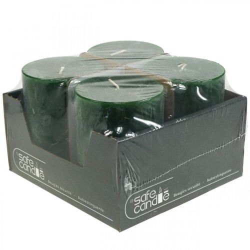 Produkt Świece jednokolorowe zielone Rustic Safe Candle 80×110mm 4 szt
