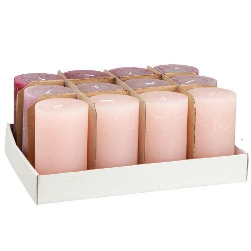 Produkt Świece pieńkowe jednokolorowe 3 kolory Berry 70×120mm 12 szt