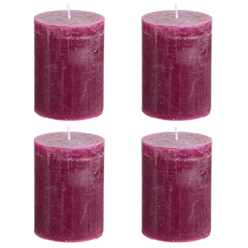 Produkt Świece pieńkowe jednokolorowe Świece jagodowe fioletowe 60×80mm 4 szt