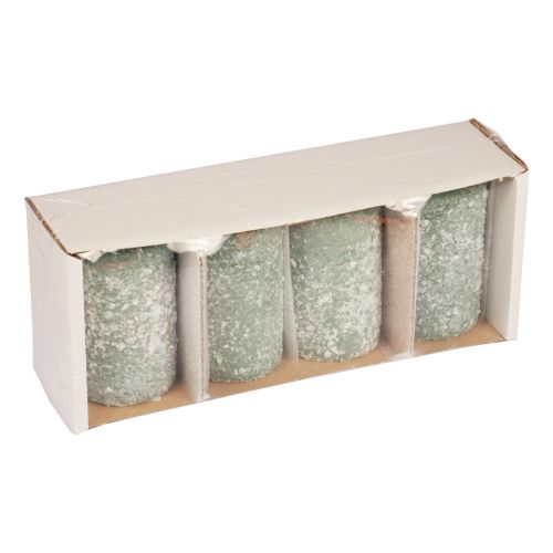 Floristik24 Świece pieńkowe zimowe Świece świąteczne zielone 60×100mm 4szt