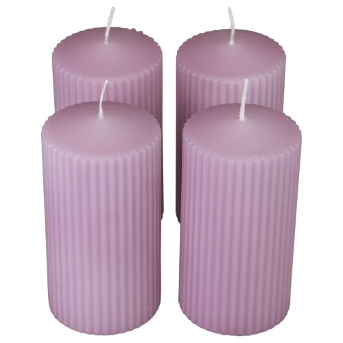Produkt Świece pieńkowe liliowe świece ryflowane dekoracja 70/130mm 4szt
