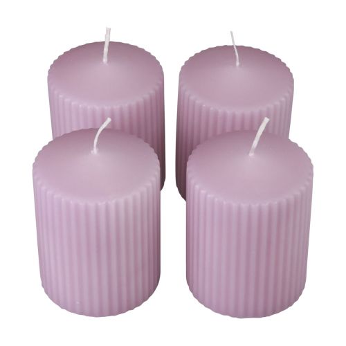Świece pieńkowe liliowe świece ryflowane dekoracja 70/90mm 4szt