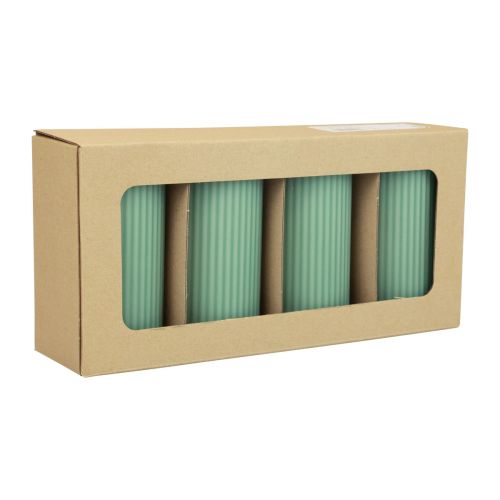Produkt Świece filarowe zielone szmaragdowe rowkowane 70/130mm 4 szt.
