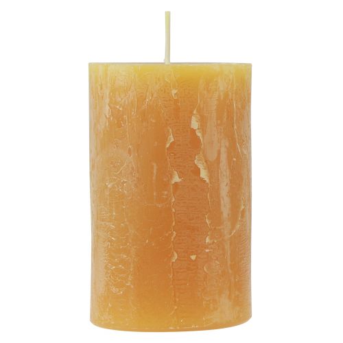 Floristik24 Świece filarowe Rustic jednobarwne Świece adwentowe żółte 70/110mm 4 szt