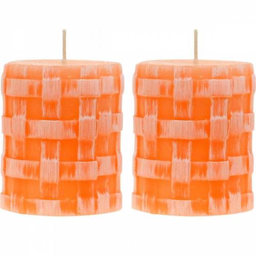 Świece filarowe Rustic Orange 80/65 świece rustykalne świece woskowe 2szt.
