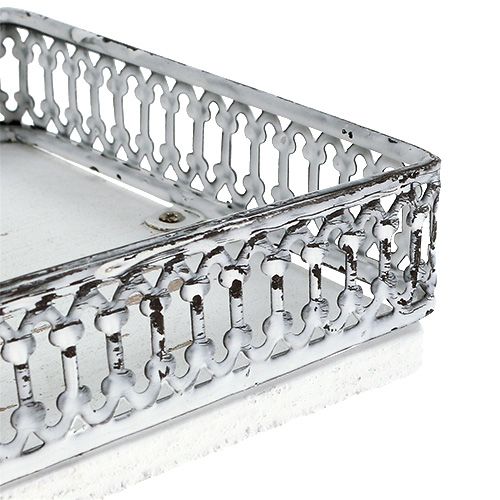 Floristik24 Taca kwadratowa 36cm x 13cm H 4cm Biała 1szt.