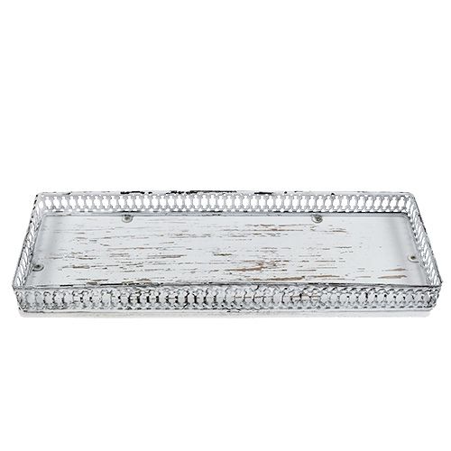 Floristik24 Taca kwadratowa 36cm x 13cm H 4cm Biała 1szt.