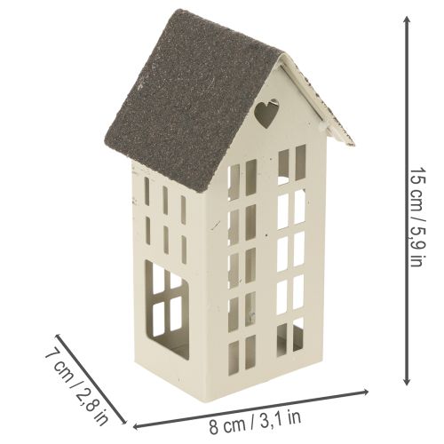 Zestaw latarni morskich Metal Trzy domki na tacy 35 cm 1 zestaw | Floristik24.pl
