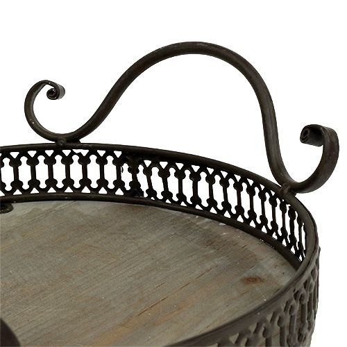 Produkt Taca z uchwytami Ø20cm W8,5cm brązowa