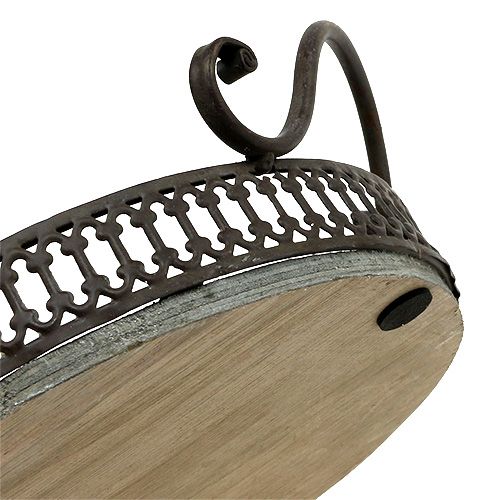 Produkt Taca z uchwytami Ø20cm W8,5cm brązowa