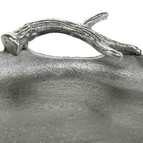 Floristik24 Taca Deco poroże jelenia srebrna aluminium okrągła Ø30cmH4,5cm