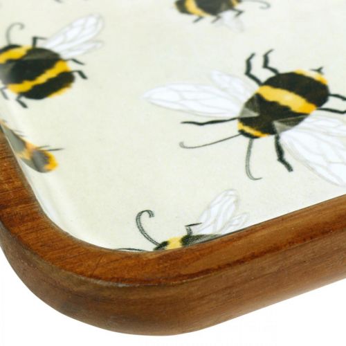 Floristik24 Taca dekoracyjna drewniana kwadratowa taca na pszczoły letnia taca dekoracyjna 35 × 23,5 × 2 cm