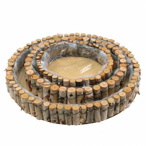 Produkt Okrągła taca do sadzenia naturalnej brzozy Ø23/31/41 cm, zestaw 3 szt