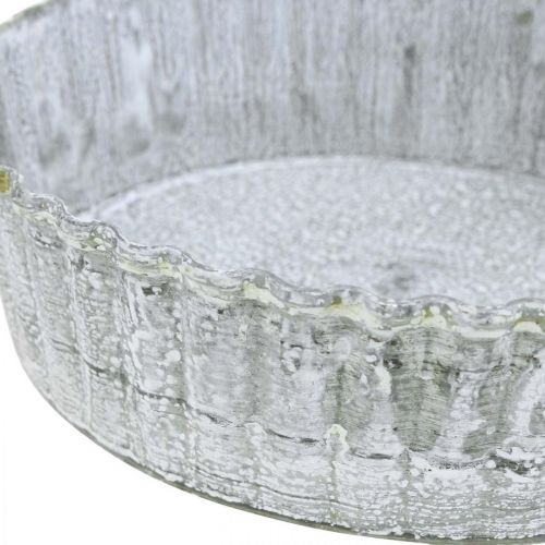 Floristik24 Metalowa płytka w kształcie ciastka, okrągła dekoracyjna taca, dekoracja stołu sprana na biało Ø14cm W4cm
