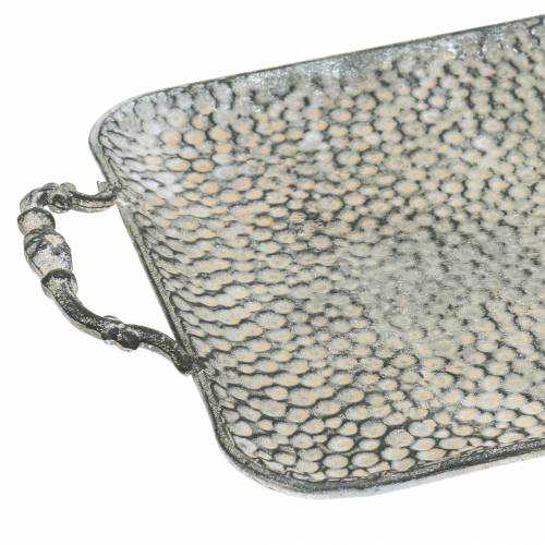 Floristik24 Taca dekoracyjna z uchwytami antyczne srebro 45cm x 25cm