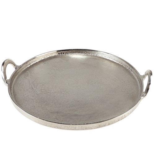 Produkt Taca okrągła srebrna metalowa z uchwytem 38x35x6,5cm