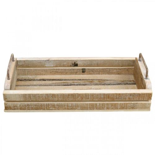 Floristik24 Drewniana taca z metalowymi uchwytami, Planter White Washed L40cm