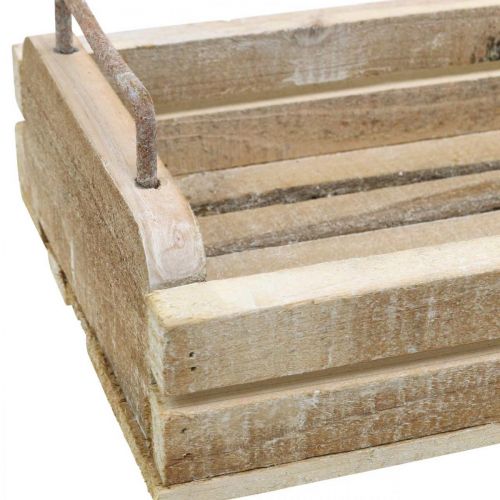 Floristik24 Drewniana taca z metalowymi uchwytami, Planter White Washed L40cm