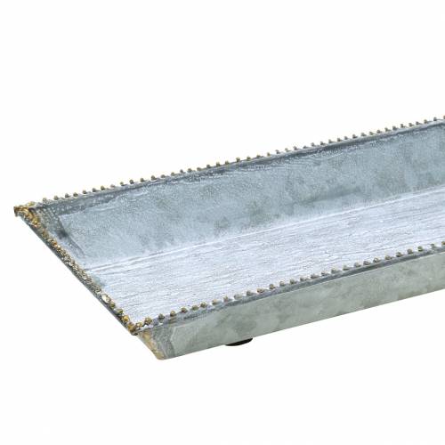 Floristik24 Taca Deco Biały Washed Zinc 80×15cm