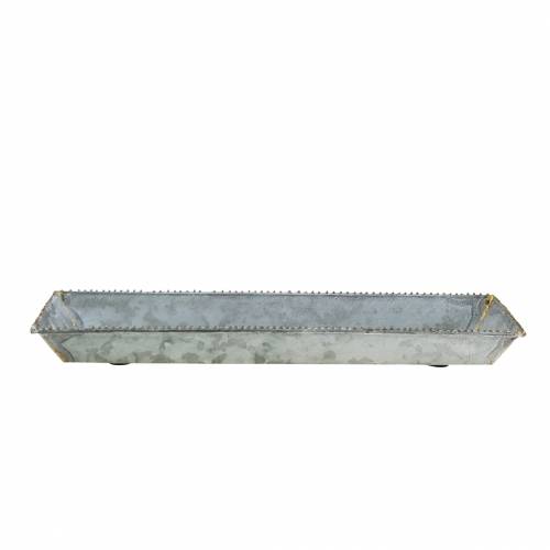 Floristik24 Taca Deco Biały Washed Zinc 40cm×15cm
